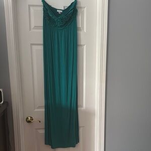 Teal Maxi Dress with Lace Detail